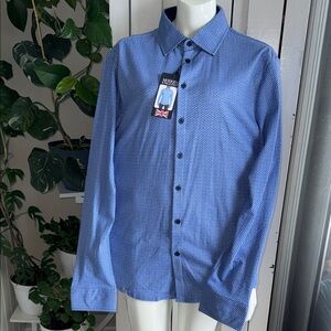 Modern English size XL Men's Blue Micro-Print Button-Up Shirt NWT